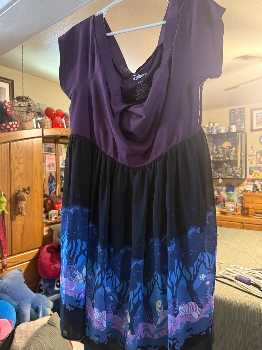 Disney Woman’s Purple and Black Alice in Wonderland Themed Dress
